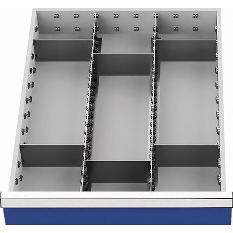 Material de subdivisión para cajones altura frontal 150 mm 2 separadores longitudinales/6 transversales ancho de cajón 450 mm - 113A