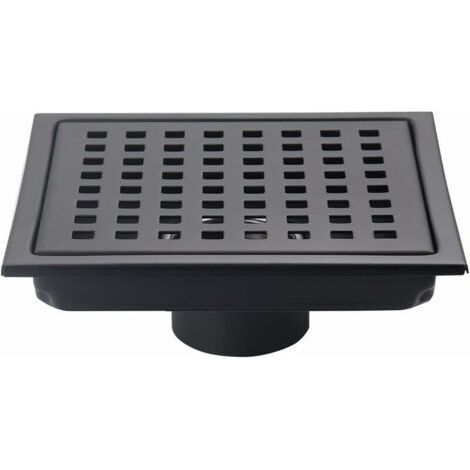 Bonde de douche carrée de 2,5 cm (1 pouce), grille noire mate avec couvercle amovible, acier inoxydable SUS304, FLITI (1/4)