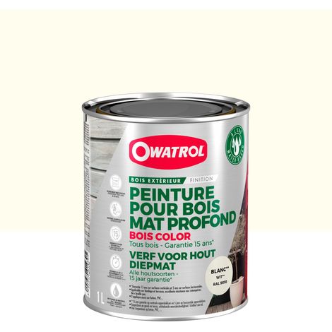Owatrol-BOIS COLOR-Peinture pour bois extérieur opaque - Finition Mate-Blanc RAL 9010 1 litre