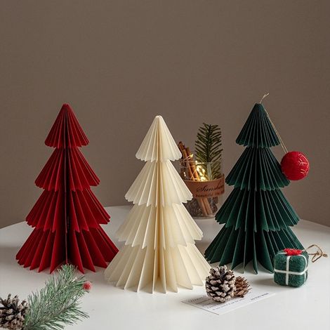 Ornement De Sapin De Noël - En Papier - Forme Géométrique - Hauteur 10 À 30 Cm - Pour Décoration Festive - Lot De 3 Ou 4 Pièces (1/5)