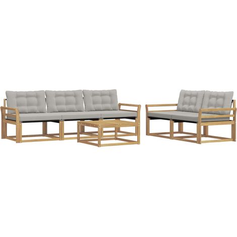 Set di divani da esterno 6 pz Bianco e Grigio Chiaro vidaXL (1/5)