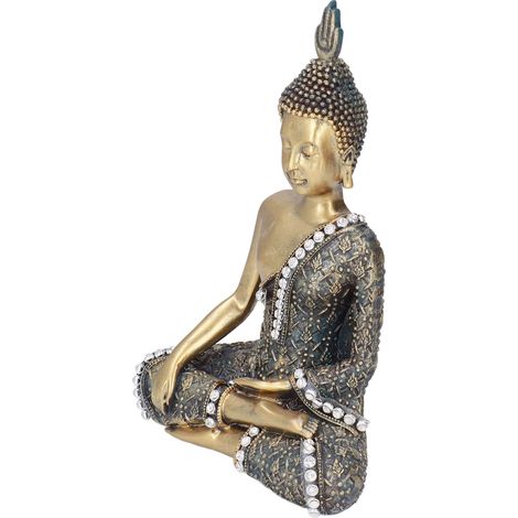 Ornement de Bouddha rétro en résine, petite statuette décorative de Bouddha assis pour bureau, pour la maison ou le bureau (1/5)