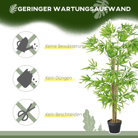 Bambou artificiel 150cm, plante en pot plastique réaliste, fausse plante de décoration avec mousse synthétique pour salon, chambre, bureau, jardin, style moderne (1/5)