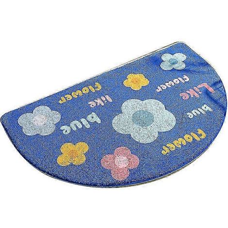 Tapis de bain demi-cercle 40 x 60 cm, en fausse fourrure absorbant l'eau - Bleu clair (1/4)