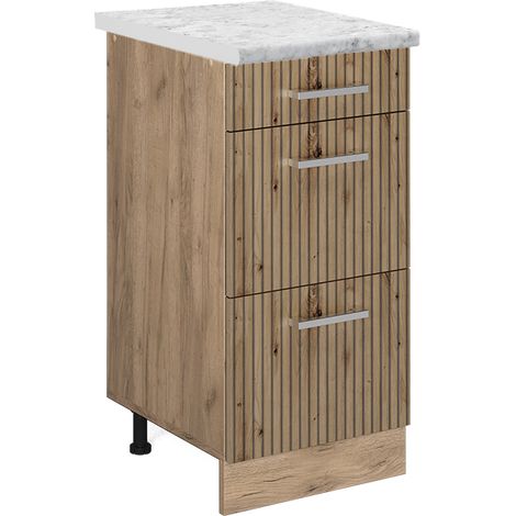 Meuble cuisine R-Line, Chêne Artisan, 40 cm PT Marbre, Vicco (1/5)