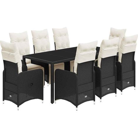Maison Exclusive - 9-tlg. Garten-Bistro-Set mit Kissen Schwarz Po (1/5)