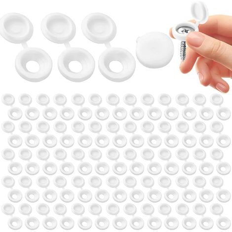 170 PCS Cache Vis Blanc - Cache Écrou Universel pour Meuble, Placard, Étagère, Protection Anti-Rayures, Cache Trou (1/5)