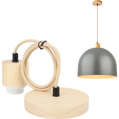 Douille de plafond E27 en bois massif, support de suspension rétro, accessoires d'éclairage suspendu, douille de plafonnier (1/5)
