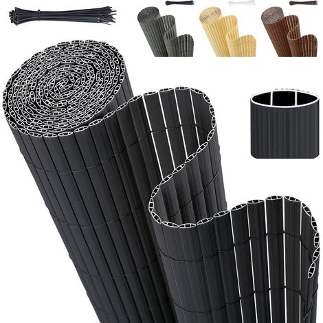 Brise Vue Balcon, Canisse PVC avec Serre-Câbles, Solide Opaque Imperméable Brise-Vue Jardin Clôture, Facile à Poser, 90 x 500 cm, Anthracite (1/5)