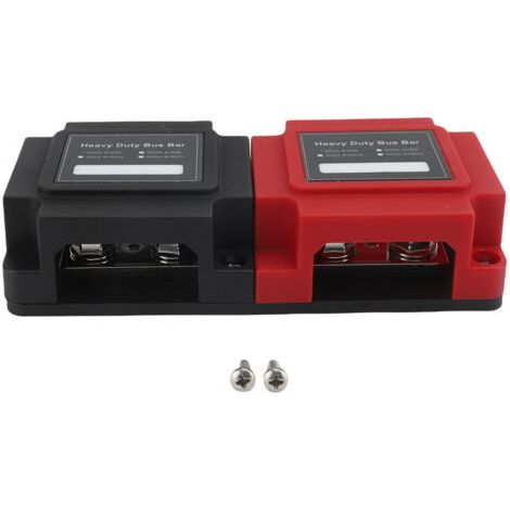 DC48V 400A Marine Heavy Duty Bloc de Distribution d'énergie Module Conception Bus Bar Box M8 5/16in Goujons avec Couvercle pour Automobile RV Bateau Rouge + Noir. (1/2)
