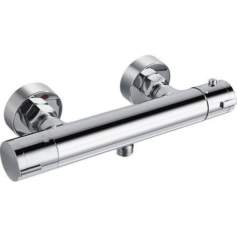 Tigrezy Wandmontierte, verchromte Thermostat-Duscharmatur mit Sicherheitsknopf, massives Messing - DBWF01GR (1/5)