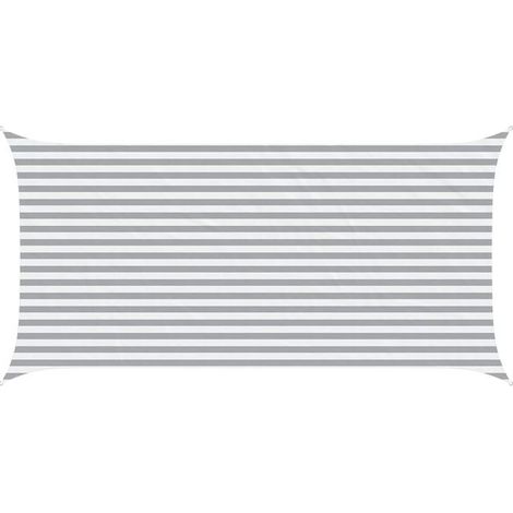 Voile d'ombrage gris clair et blanche, 5 x 2,5 mètres (1/5)