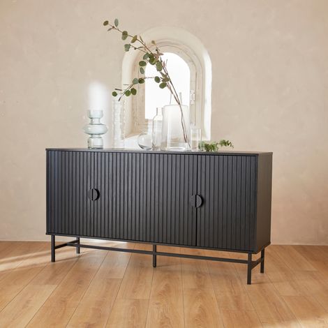 Credenza a 4 ante scanalata effetto legno, 157.5cm (1/4)