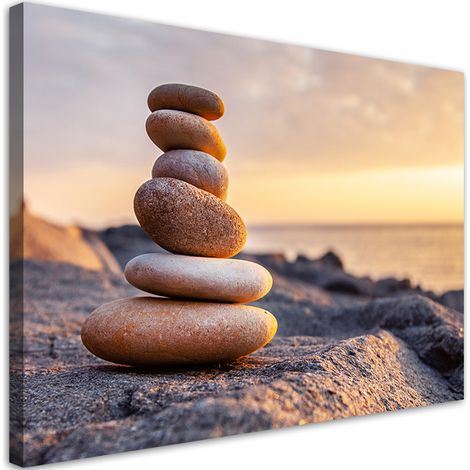 Quadro su tela, Pietre sulla spiaggia Zen - 60x40 (1/4)