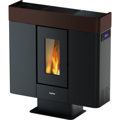 stufa a pellet slim canalizzata ermetica freepoint "moon" moka 10 kw con wi-fi