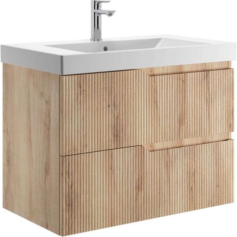 Jika Cubito Style - Waschtischunterschrank, 80 × 57 × 45 cm, 2 Schubladen, Holzdekor H40J4424023551 (1/4)
