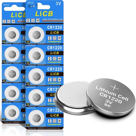 CR1220 - Lot de 10 piles bouton au lithium - 3 V (1/5)
