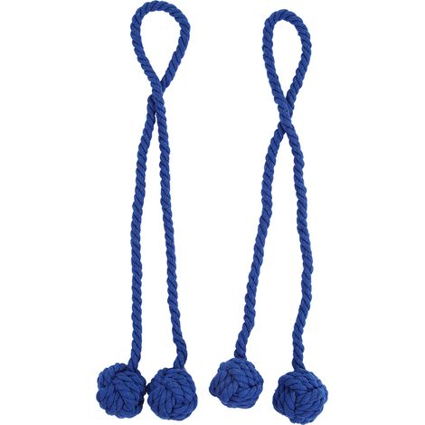 Lot de 2 attaches-rideaux à boule pour rideaux (bleu foncé) (1/5)