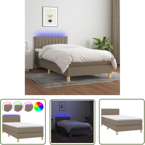 The Living Store Boxspringbett mit Matratze & LED Taupe 90x190 cm Stoff - Boxspringbett - Doppelbett - Lattenrost - Bettsofa - Schlafsystem (1/5)