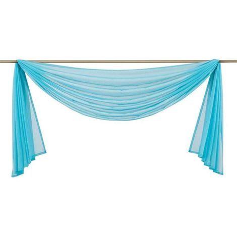 Lot de 1 cantonnière en voile transparent - Pour chambre à coucher, salon, mariage - Bride, 140 x 300 cm-Ensoleillé (1/4)