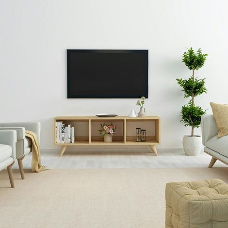 Meuble TV scandinave 3 niches ouvertes pieds obliques MARFA (1/5)