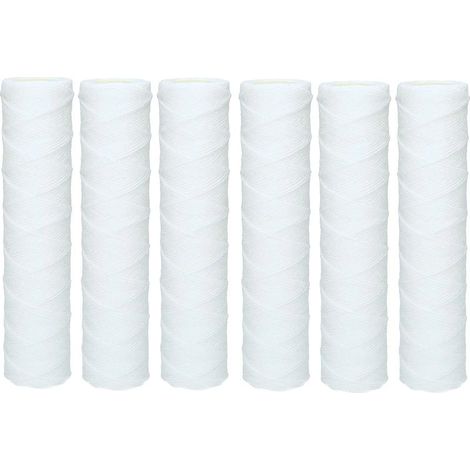 Lot de 6 cartouches sédiment bobinées 25 cm – Filtration 50 microns – Pour osmose inverse et filtration des particules (1/4)
