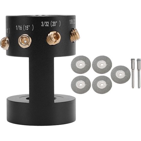 Amoladora de tungsteno TIG con 4 tornillos guía de latón, herramienta de amolado descentrado multiángulo para soldadura TIG de precisión. (1/5)