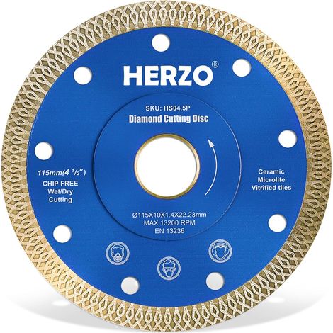 1 - Disque Diamant - Accessoire Meuleuse - Découpe Carrelage Grès Cérame Porcelaine - Coupe Rapide Sans Éclats - Pour Travaux Intérieurs Et Extérieurs - Argent - 115x22,23mm (1/5)