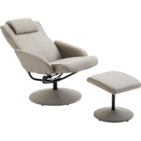 Fauteuil inclinable relaxant en similicuir gris avec repose-pieds assorti, 71 x 78 x 101 cm