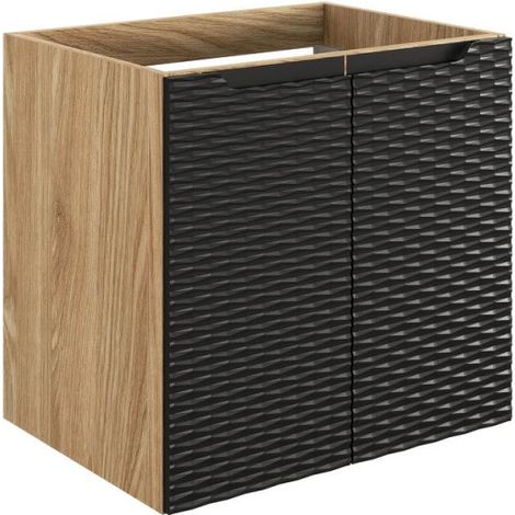 Meuble sous-vasque à portes 60 cm - H 57 x L 60 x P 46 cm - Wavy Black - Livraison gratuite (1/3)