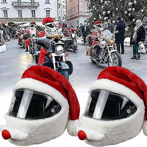 Lot de 2 housses de casque de moto de Noël personnalisées, motif Père Noël (casque non inclus). (1/4)