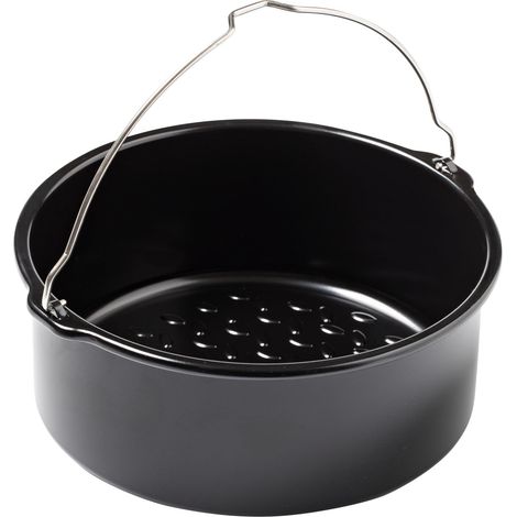 Airfryer Metal, Plat à Four Rond, 20x19x7.5 cm, Panier Cuisson avec Poignée, Acier Carbone Anti-adhésif, Cuisson Homogène, Compatible Four, Congélateur et Lave-Vaisselle (1/5)