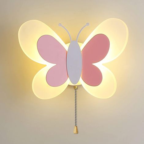 Applique murale LED d'intérieur avec interrupteur, lampe papillon dimmable pour enfants, applique murale moderne style dessin animé pour chambre d'enfant [Classe énergétique F] (1/5)