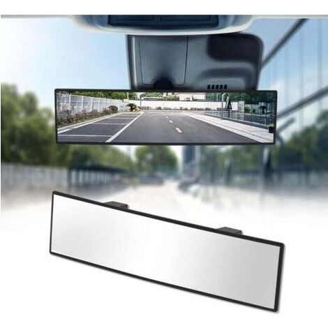 Rétroviseur automobile universel de 12 pouces, panoramique convexe anti-éblouissement à clipser, réducteur d'angle mort ultra grand angle, convient aux berlines, SUV et camions. (1/4)