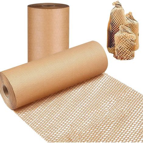 Papier d'emballage alvéolé, 30 cm x 30 m, écologique et perforé, idéal pour le déménagement et l'expédition. Rouleau de papier d'emballage marron. (1/5)