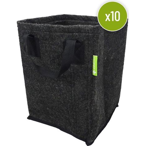 Lot de 10 POTS TEXTILE PROPOT NOIR 15 L – Pots géotextiles aérés (1/3)