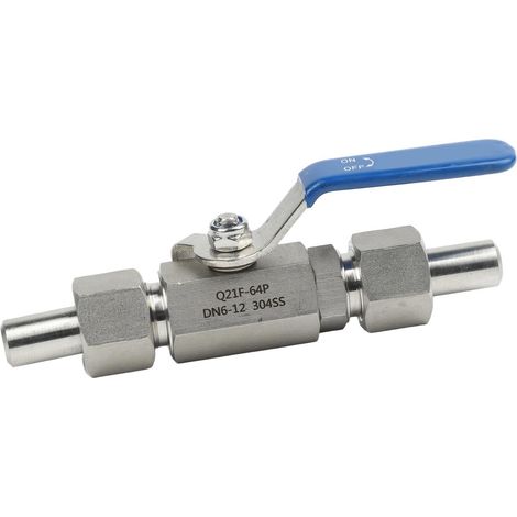 Robinet à boisseau sphérique, DN6-Φ12 mm en acier inoxydable 304, conception de l'Union à double soudure, pour eau, huile, gazoducs à usage industriel (1/4)