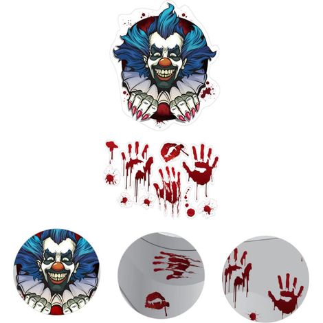 1 Set dekorative Toilettenaufkleber, Halloween-Motiv, gruseliger Clown, schaurige saisonale Dekoration fürs Badezimmer