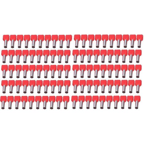 100 embouts de câble, 2 broches d'embout de câble isolées, connecteurs à sertir en cuivre, AWG 10 6,0 mm² TE6014 (1/4)