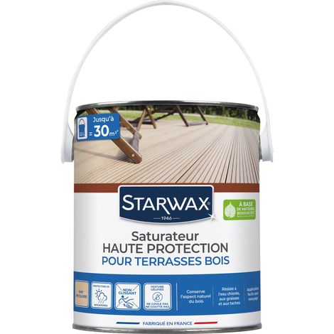 Saturateur Haute protection pour terrasses bois 2,5L Incolore STARWAX