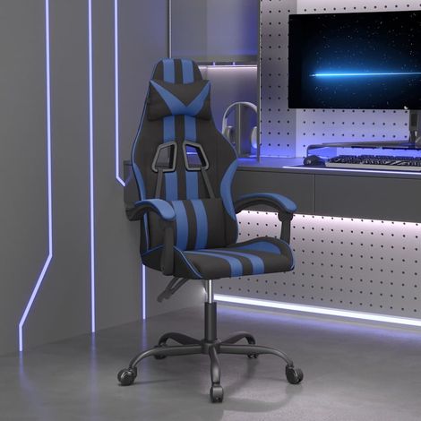 vidaXL Chaise de jeu pivotante Noir et bleu Similicuir (1/5)