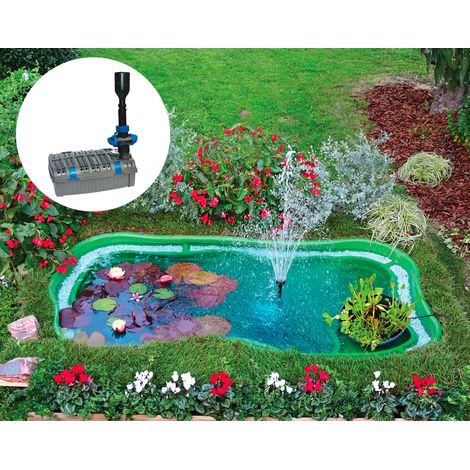 Kit Laghetto Artificiale + Pompa Filtro da Giardino 235x140x60 cm in Polietilene 1000 Litri Verde (1/5)