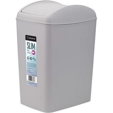 Cubo de basura basculante estrecho de 10 l para residuos, color gris. (1/3)