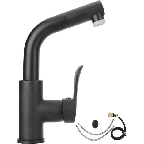 Rubinetto da cucina con doccetta estraibile, rubinetto da cucina girevole a 360° in acciaio inox, rubinetto estraibile a doppia funzione per lavelli da cucina e da bagno (EU8/3).