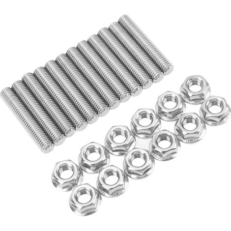 Jeu de 12 goujons et boulons de culasse en acier inoxydable pour collecteur d'échappement, remplacement compatible Chevy V8 LSX LS1 LS2 LS3 LS6 LS7 (1/5)