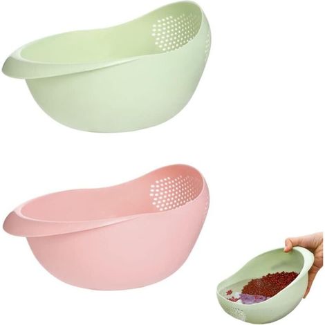 2 Pieces Rice Strainer, Vegetable and Fruit Strainer, Kitchen Strainer, Multifunctional, Prevents Ingredient Waste, for Cleaning and Filtering Vegetables, Fruits, Beans (Green, etc.) (1/5)