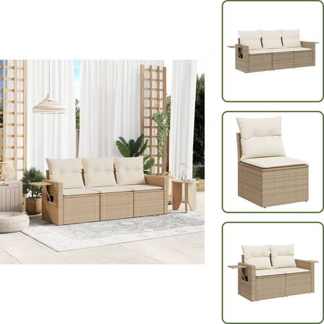 Salon de jardin avec coussins 3 pcs beige résine tressée - Ensemble Salon De Jardin - Mobilier Extérieur - Meubles De Jardin - Salon De Jardin Pliable - Chaise Longue (1/5)