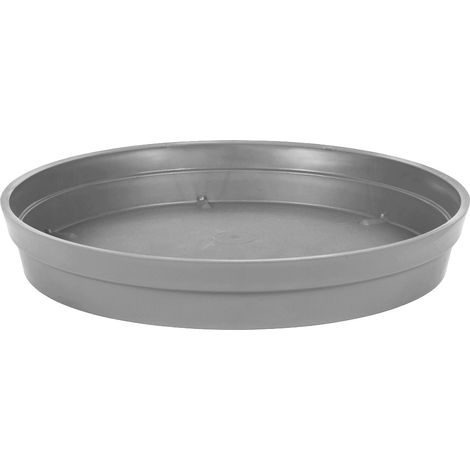 EDA – Soucoupe ronde Toscane Ø28cm – Gris béton – Polypropylène résistant – Pour pots de Ø 40 cm – Utilisation intérieure/extérieure