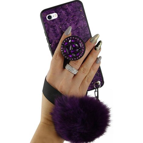 Custodia per iPhone 7/8/SE 2020/SE 2022 in resina epossidica color oro - Viola (1/5)