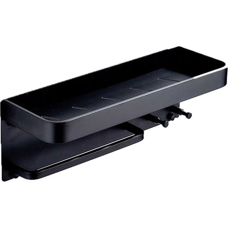 Etagere Murale - Porte-Serviettes En Aluminium - Pour Salle De Bains Et Douche - Noir - 1 Piece (1/5)